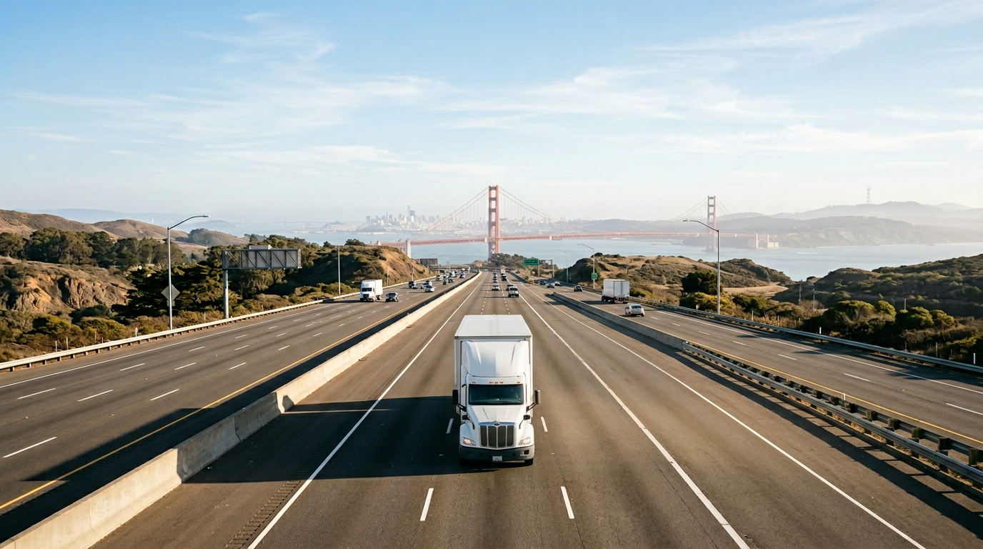 California highway and Golden Gate — CARB truck permits at carbtruckpermits.com